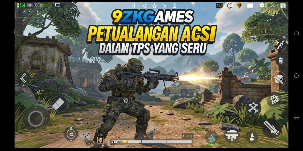 Tangkapan layar gameplay 9ZKGAMES menampilkan aksi tembak-menembak seru.