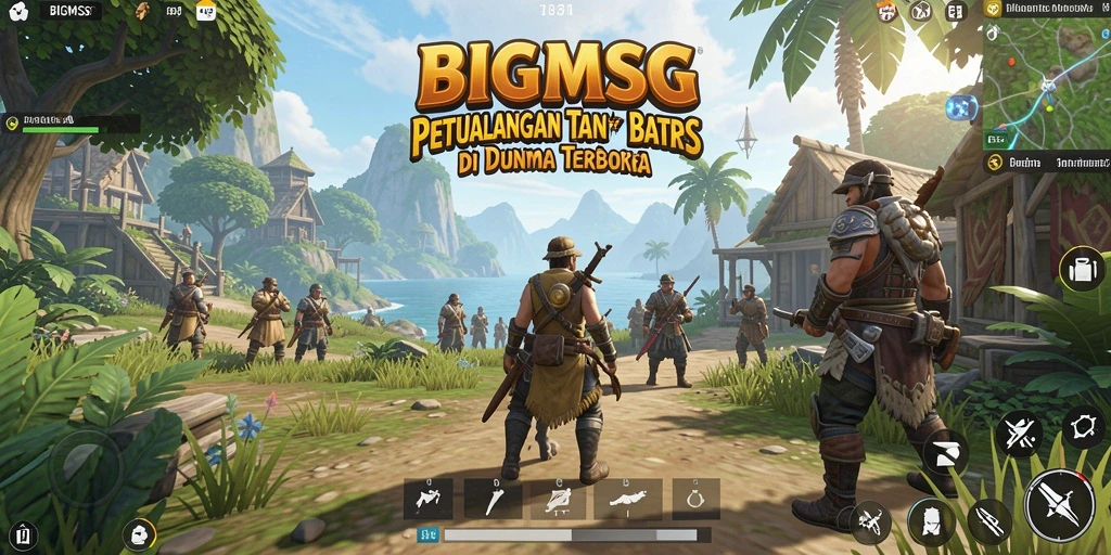 Screenshot gameplay dari BIGMSG menunjukkan dunia terbuka yang luas dan indah.