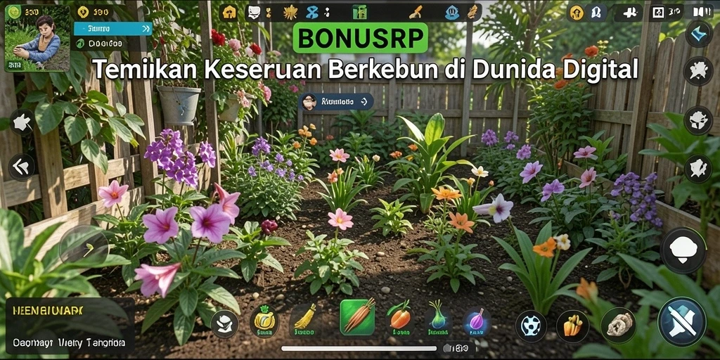 Tangkapan layar gameplay BONUSRP yang menampilkan aktivitas pertanian yang seru.
