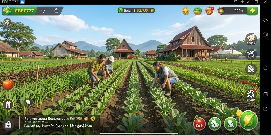 Tangkapan layar permainan <strong>EBET777</strong> yang menunjukkan kesibukan bertani.
