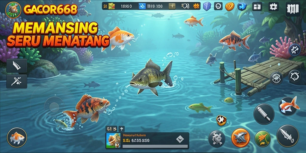 Tampilan gameplay <strong>GACOR668</strong> yang menawan saat memancing di laut.