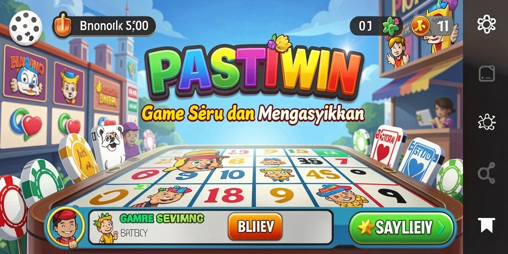 Tampilan gameplay PASTIWIN yang penuh warna dan interaktif.