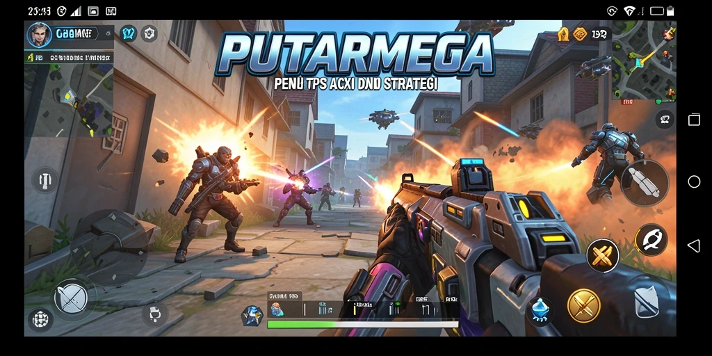 Screenshot utama PUTARMEGA menampilkan aksi permainan TPS yang mendebarkan.