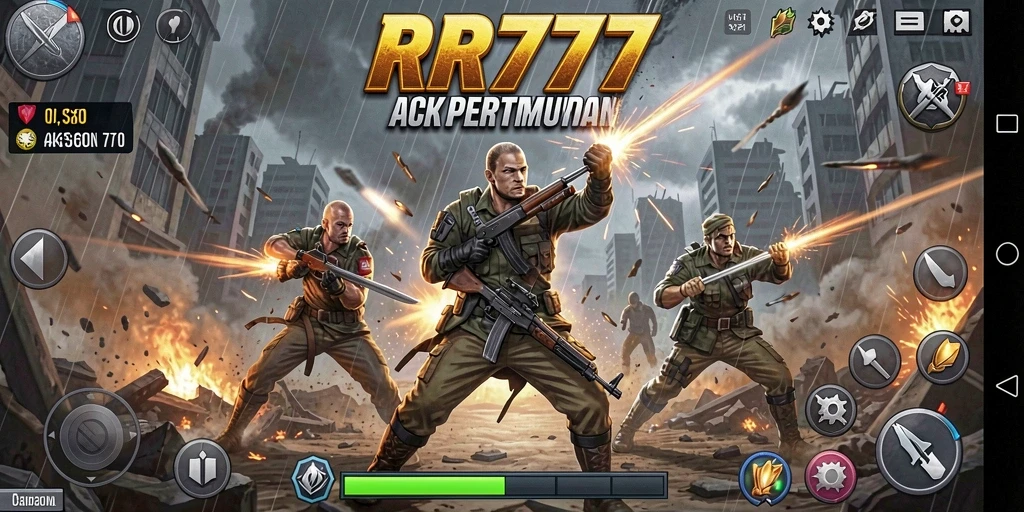 Screenshot menunjukkan adegan aksi mendebarkan dalam RR777.