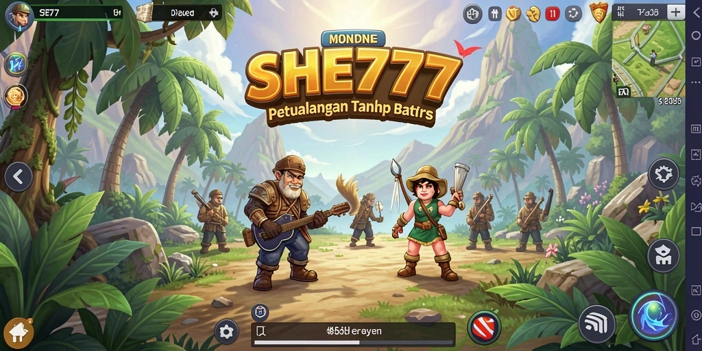 Tangkapan layar gameplay SHE777 menunjukkan petualangan seru dalam dunia terbuka.