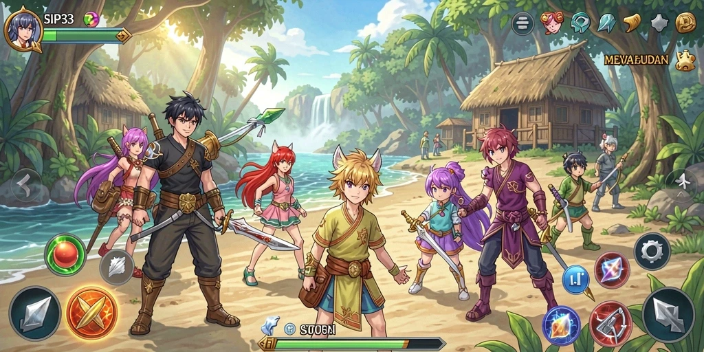 Gameplay SIP33 yang menampilkan karakter anime ikonik.