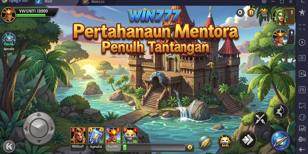Tampilan gameplay WIN777 dengan strategi menara yang seru.